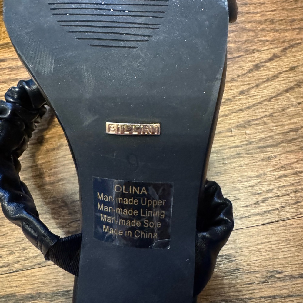 Billini Olina Black Ruched Strap Heeled Sandals Square Toe Size 9 - Picture 6 of 6